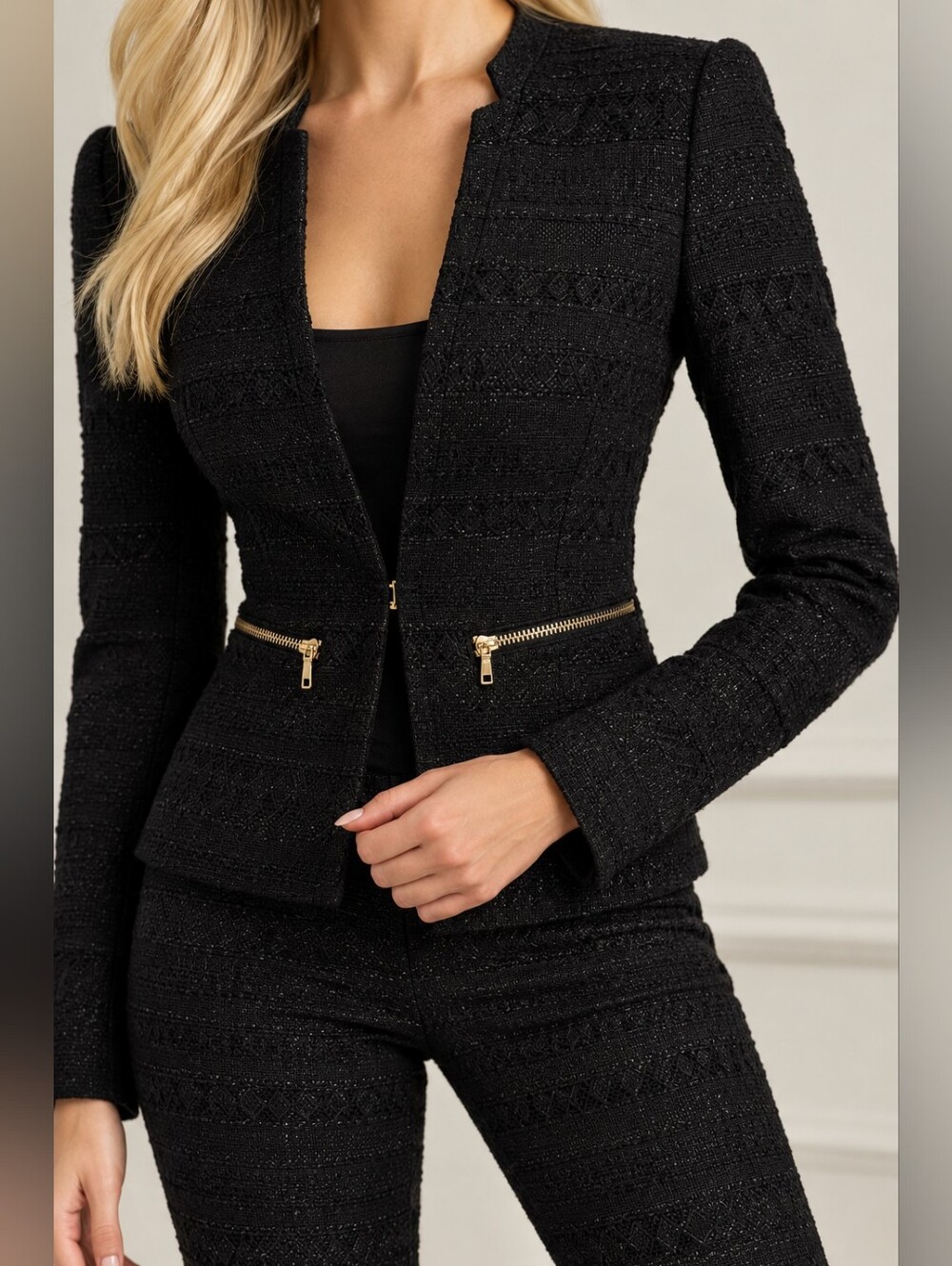 H&M HM women's black blazer suit lace jacket Tuxedo Tailored new XS-S